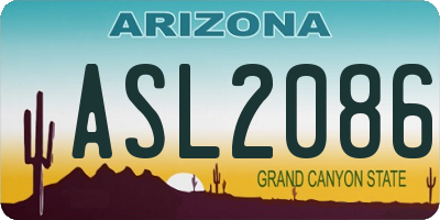 AZ license plate ASL2086