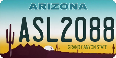AZ license plate ASL2088
