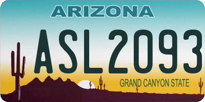 AZ license plate ASL2093