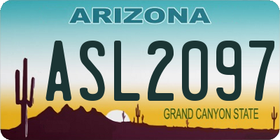 AZ license plate ASL2097