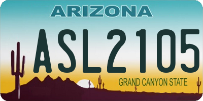 AZ license plate ASL2105