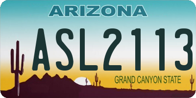 AZ license plate ASL2113