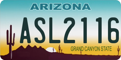 AZ license plate ASL2116