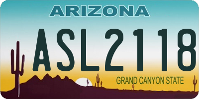 AZ license plate ASL2118