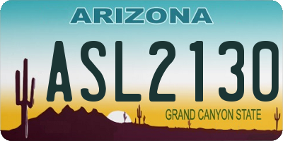 AZ license plate ASL2130