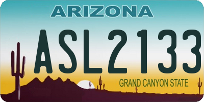 AZ license plate ASL2133