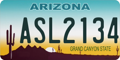 AZ license plate ASL2134