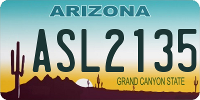 AZ license plate ASL2135