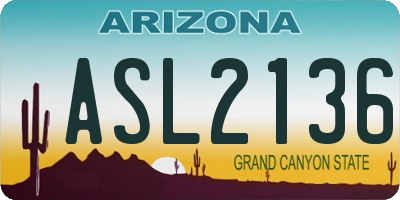 AZ license plate ASL2136