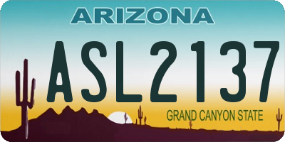AZ license plate ASL2137