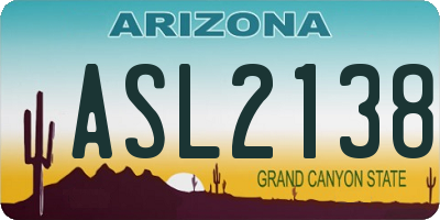 AZ license plate ASL2138