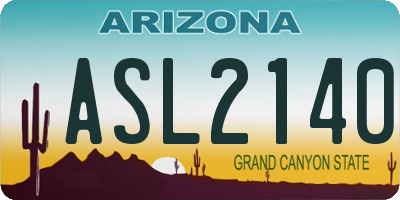 AZ license plate ASL2140