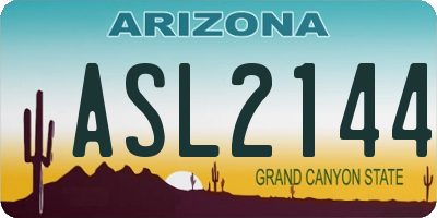 AZ license plate ASL2144