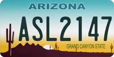 AZ license plate ASL2147