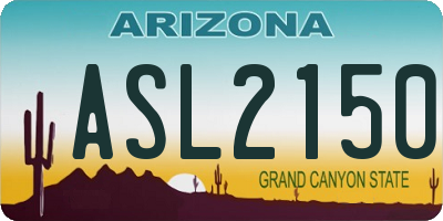 AZ license plate ASL2150