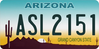 AZ license plate ASL2151