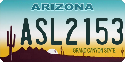 AZ license plate ASL2153