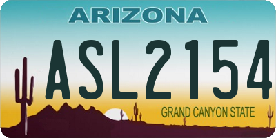 AZ license plate ASL2154