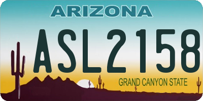 AZ license plate ASL2158