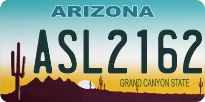 AZ license plate ASL2162