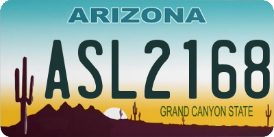 AZ license plate ASL2168