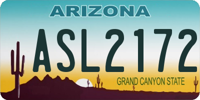 AZ license plate ASL2172