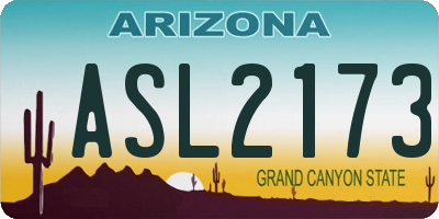 AZ license plate ASL2173
