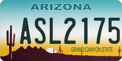 AZ license plate ASL2175