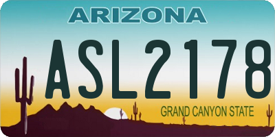 AZ license plate ASL2178