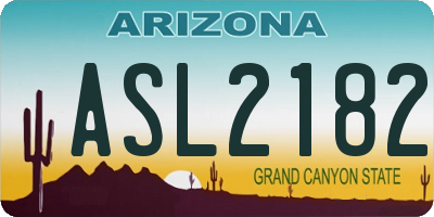 AZ license plate ASL2182