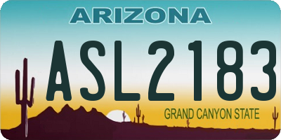 AZ license plate ASL2183