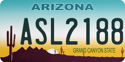 AZ license plate ASL2188