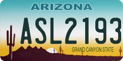 AZ license plate ASL2193