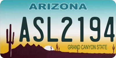 AZ license plate ASL2194