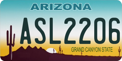 AZ license plate ASL2206