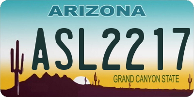 AZ license plate ASL2217