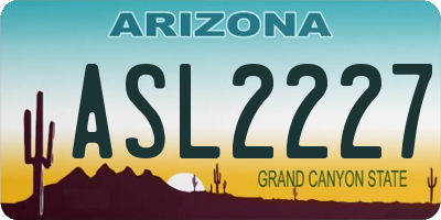 AZ license plate ASL2227