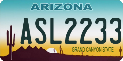 AZ license plate ASL2233