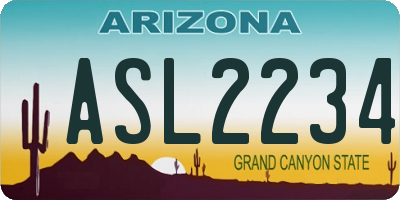 AZ license plate ASL2234