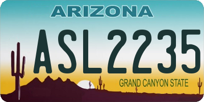 AZ license plate ASL2235