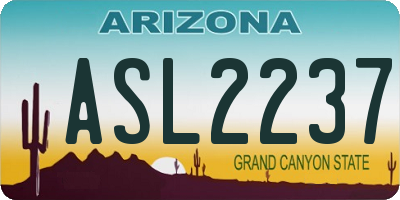 AZ license plate ASL2237