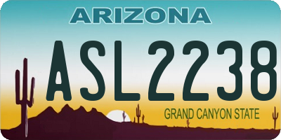 AZ license plate ASL2238