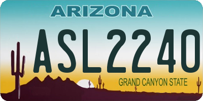 AZ license plate ASL2240
