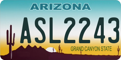 AZ license plate ASL2243