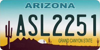 AZ license plate ASL2251