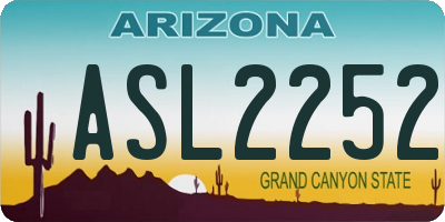 AZ license plate ASL2252
