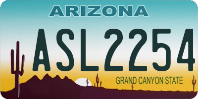 AZ license plate ASL2254