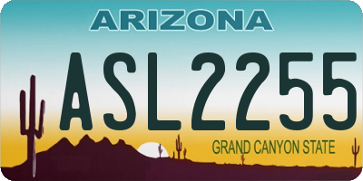 AZ license plate ASL2255