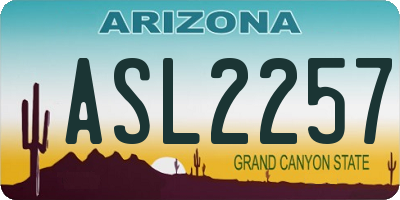 AZ license plate ASL2257