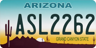 AZ license plate ASL2262